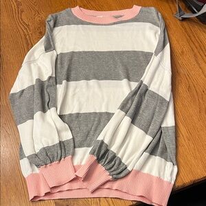 ANDREE BY UNIT Pink and Gray Striped Sweater